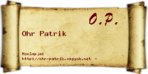 Ohr Patrik névjegykártya